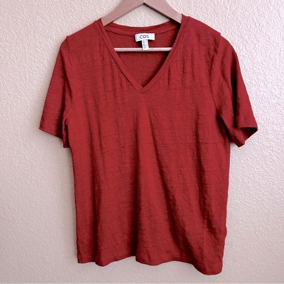 Cos V Neck Linen Short Sleeve Tee - Picture 2 of 8